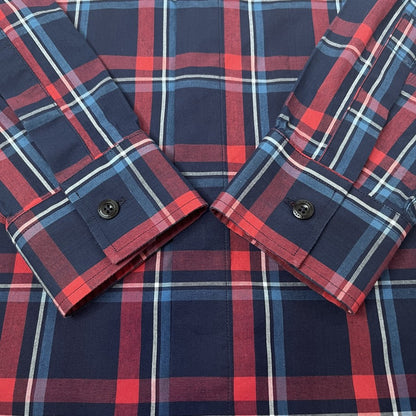 GIVENCHY Zipper Check Long Sleeve Shirt Navy Size 37