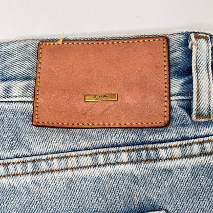 LOUIS VUITTON Leather Patch Stretch Jeans Light Blue Size 32