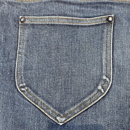 LOUIS VUITTON Leather Patch Stretch Jeans Navy Size 32