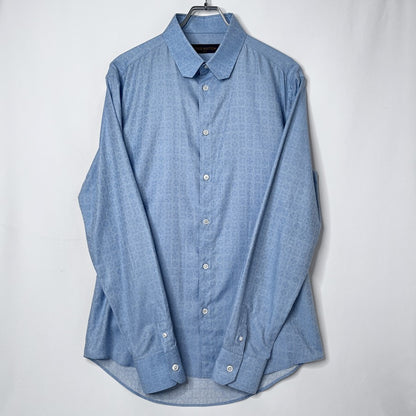LOUIS VUITTON Monogram Flower Patterned Long Sleeve Light Blue Shirt Size L