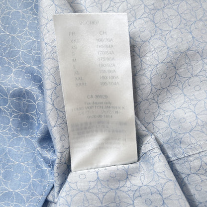 LOUIS VUITTON Monogram Flower Patterned Long Sleeve Light Blue Shirt Size L