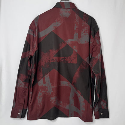 HERMES Patterned Long Sleeve Shirt Burgundy Gray