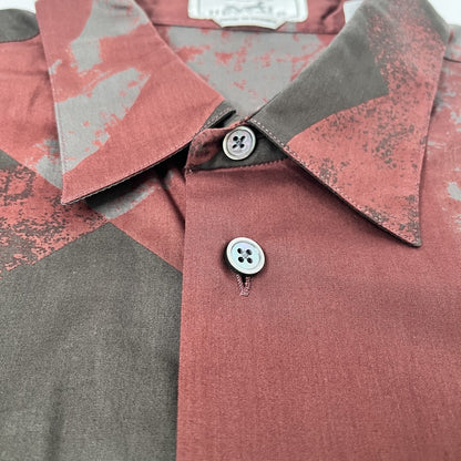 HERMES Patterned Long Sleeve Shirt Burgundy Gray
