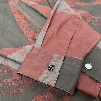 HERMES Patterned Long Sleeve Shirt Burgundy Gray