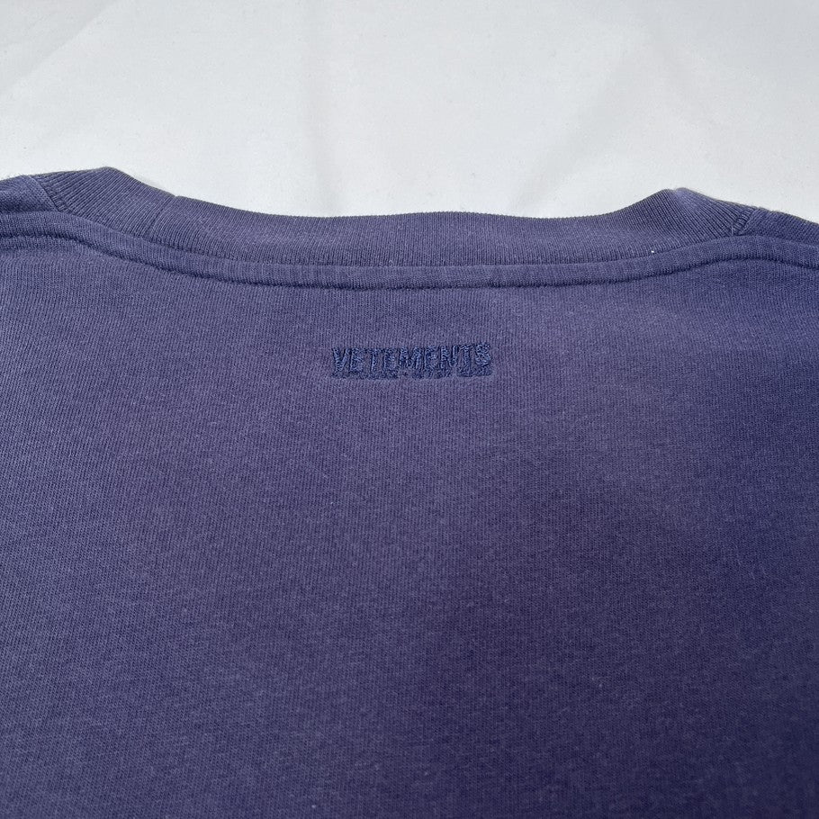 VETEMENTS 19AW Logo Label Long Sleeve T-Shirt Navy Size S
