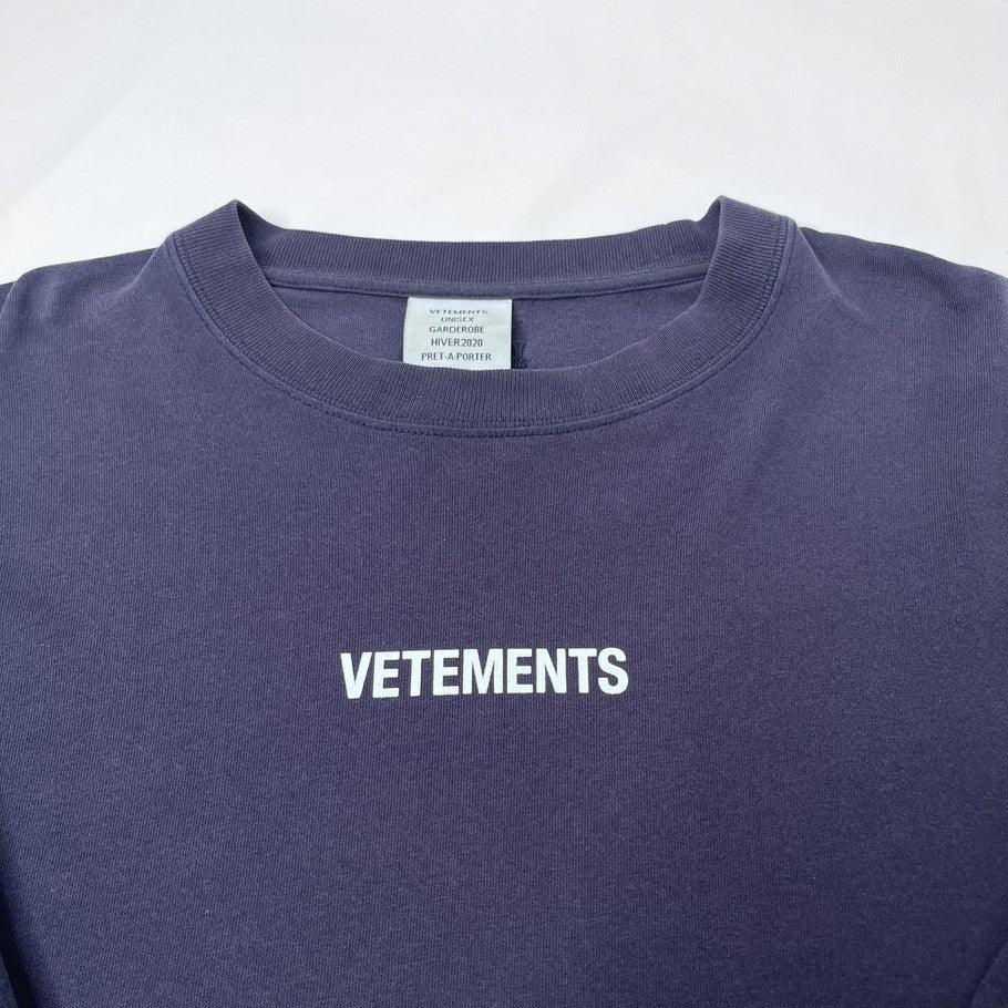 VETEMENTS 19AW Logo Label Long Sleeve T-Shirt Navy Size S