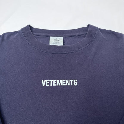 VETEMENTS 19AW Logo Label Long Sleeve T-Shirt Navy Size S