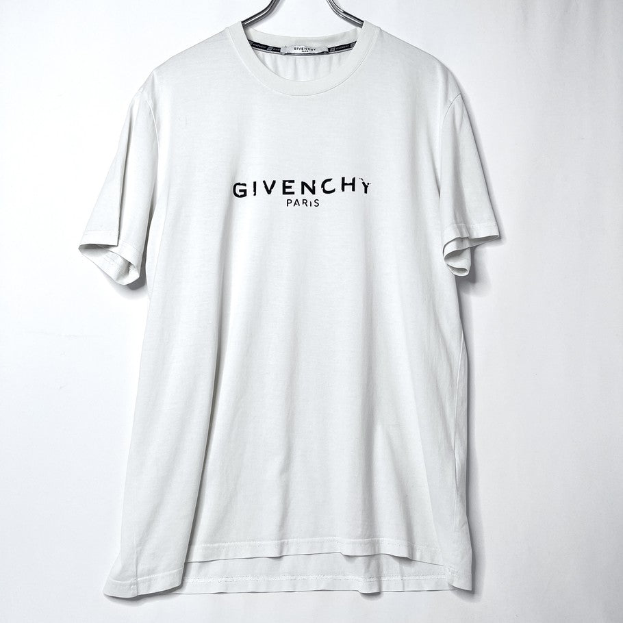 GIVENCHY Vintage Effect Logo T-Shirt White Size L