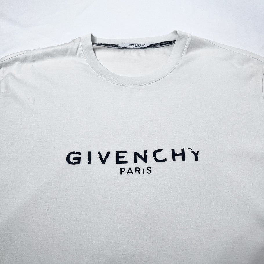 GIVENCHY Vintage Effect Logo T-Shirt White Size L
