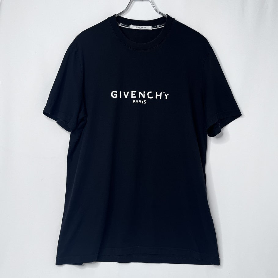 GIVENCHY Vintage Effect Logo T-Shirt Black Size L
