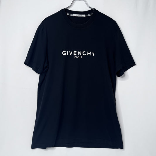 GIVENCHY Vintage Effect Logo T-Shirt Black Size L