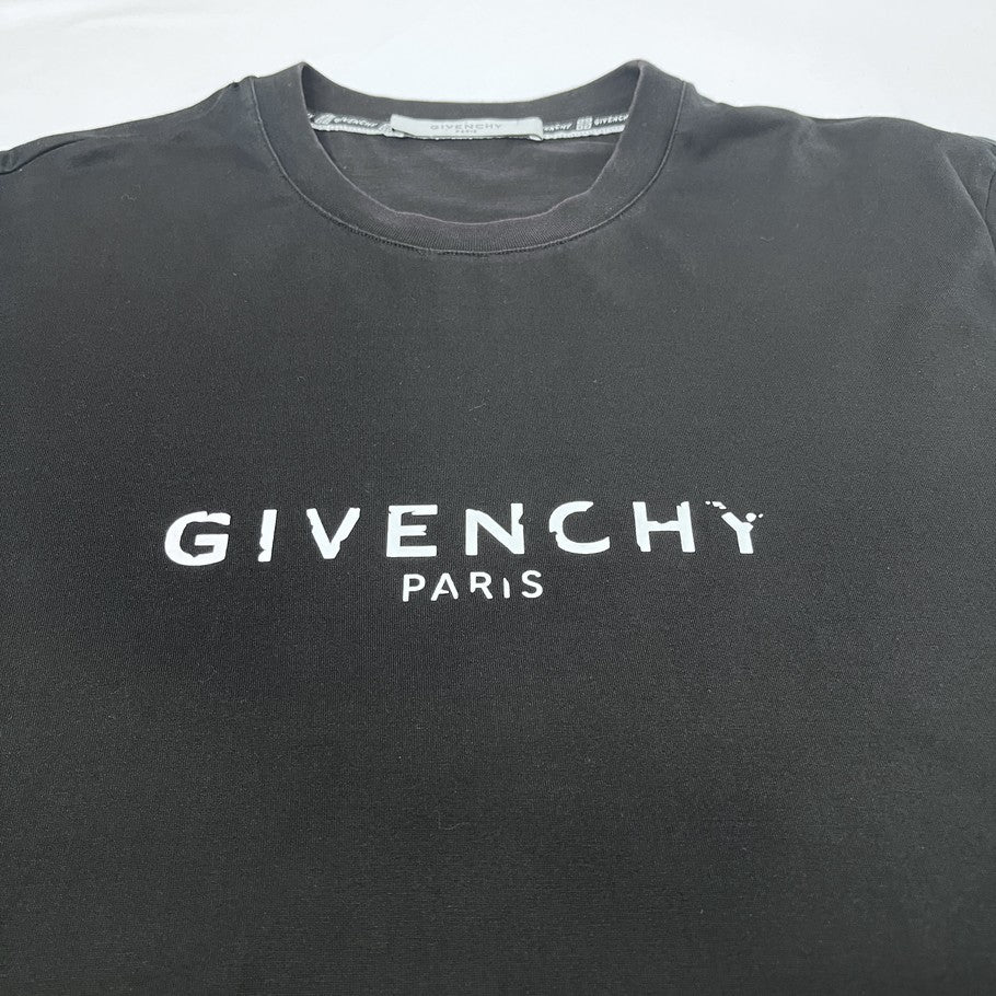 GIVENCHY Vintage Effect Logo T-Shirt Black Size L