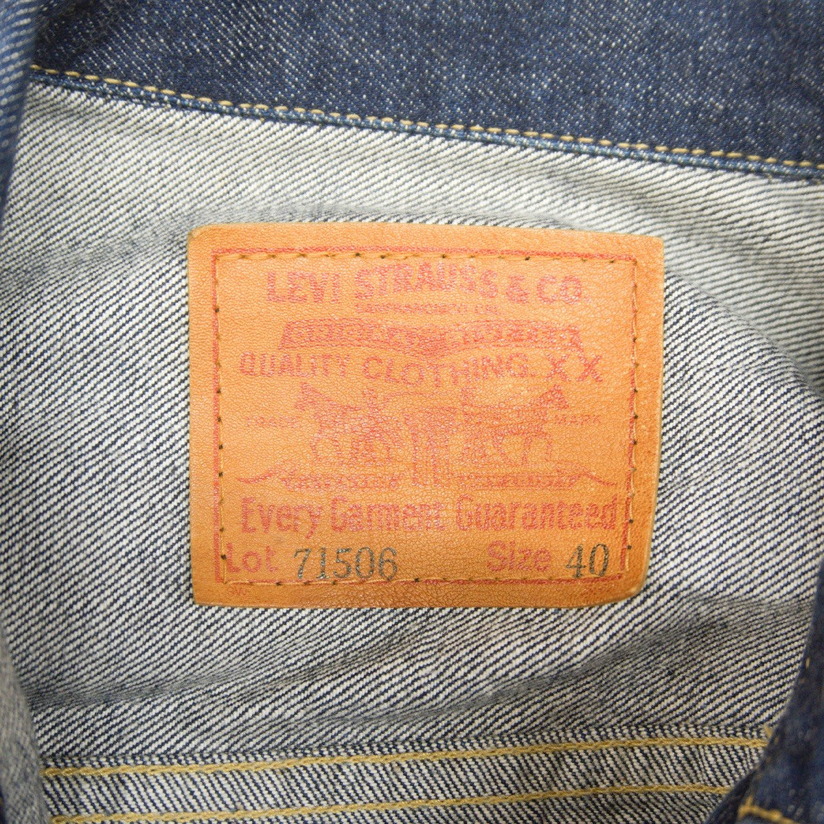 LEVI'S 1st 506XX Big E Denim Jacket Dark Indigo Size 40