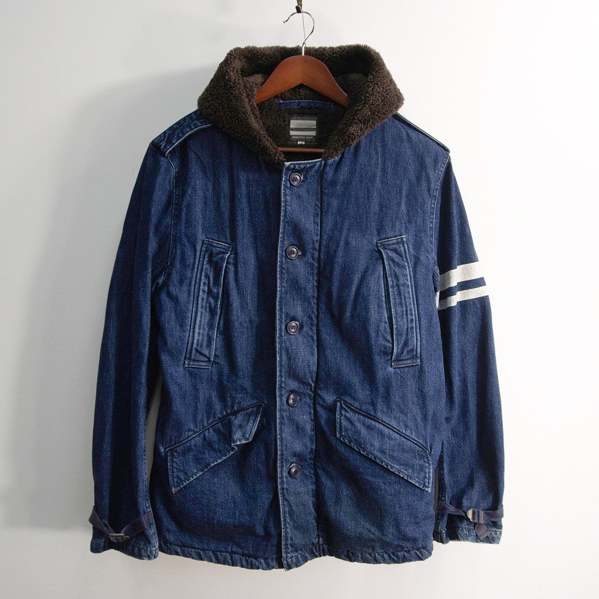 MOMOTARO JEANS Goin' Home Denim Mods Boa Lined Coat Size 40