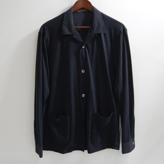 Y's for men Open Collar Mixed Fabric Shirt Jacket