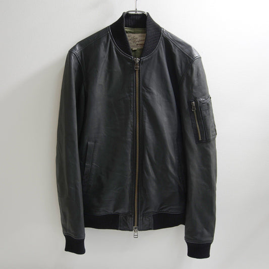AVIREX Leather MA-1 Flight Jacket Black Size M