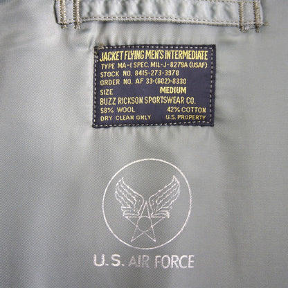BUZZ RICKSON 90s M-Spec MA-1 Bomber Jacket Sage Green Size M