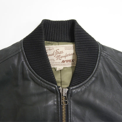 AVIREX Leather MA-1 Flight Jacket Black Size M