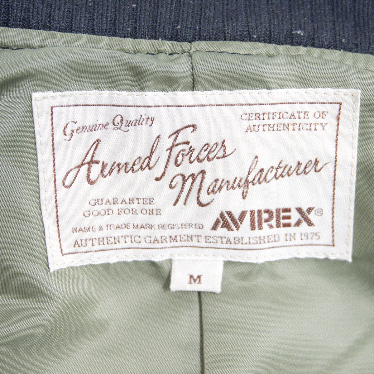AVIREX Leather MA-1 Flight Jacket Black Size M