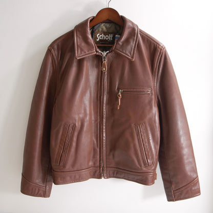 SCHOTT 170 Collared Single Riders Jacket Brown Size 40