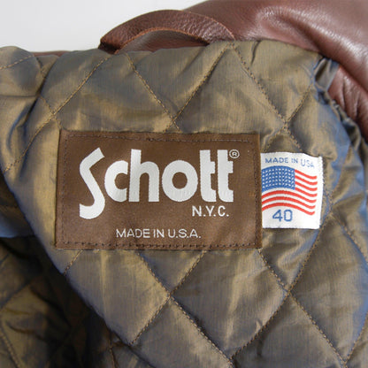 SCHOTT 170 Collared Single Riders Jacket Brown Size 40