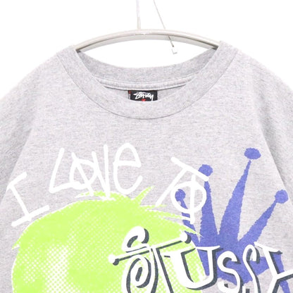 STUSSY 00s Rock My Gold Kids Photo T-Shirt Gray Size L