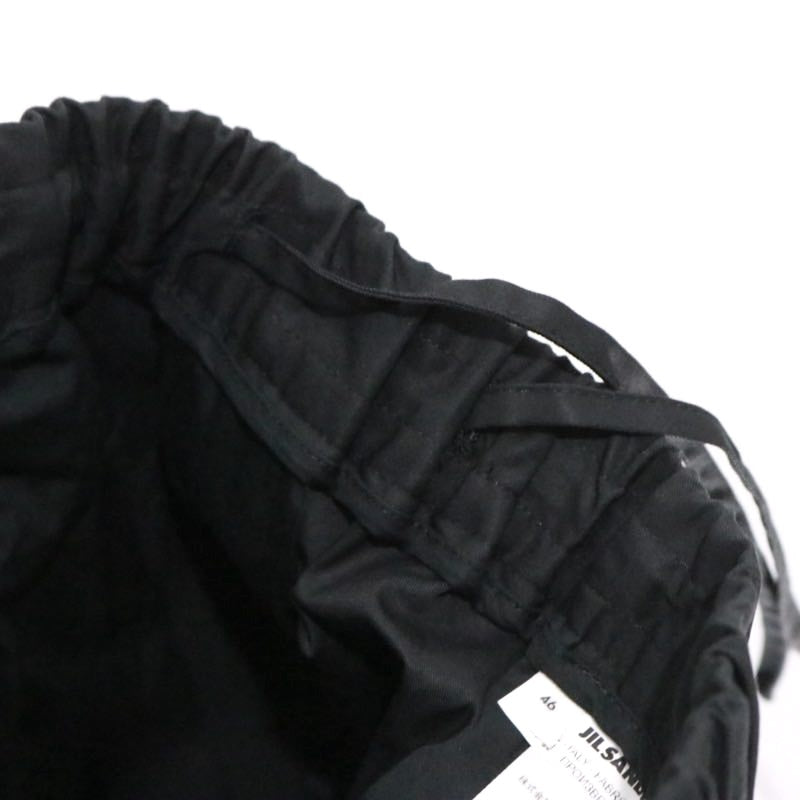 JIL SANDER High Density Cotton Wide Easy Pants Black Size 46
