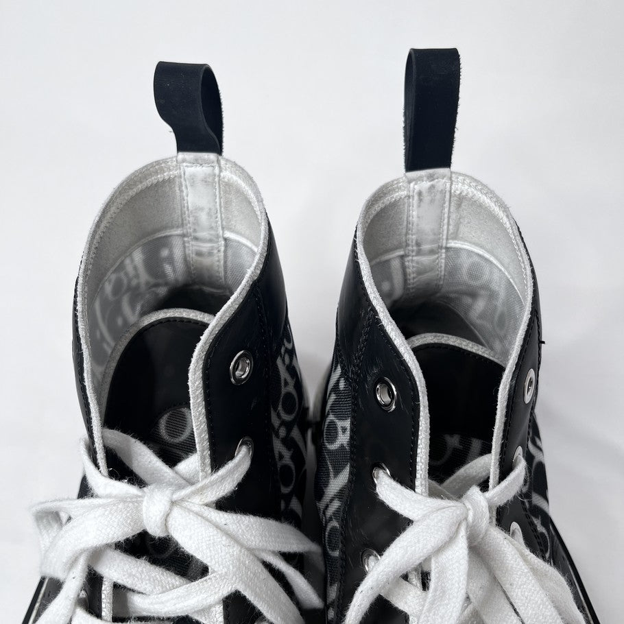DIOR B23 Oblique High-Top Sneakers Black Size 28.0cm