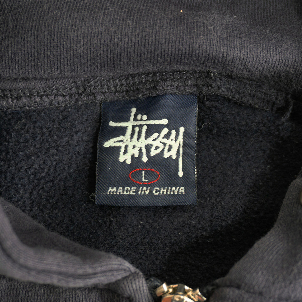 OLD STUSSY 90s Half-Zip Pullover Hoodie Size L