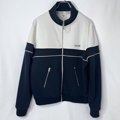 CELINE Bicolor Black Ivory Polyester Track Jacket Size L