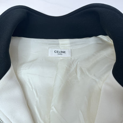 CELINE Bicolor Black Ivory Polyester Track Jacket Size L