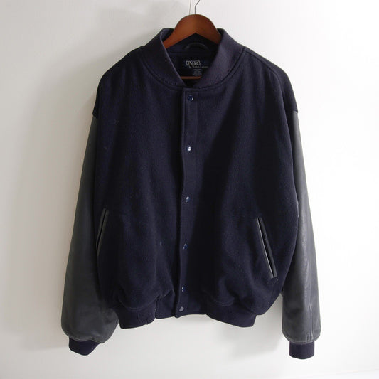 POLO RALPH LAUREN Leather Sleeve Varsity Jacket Size L
