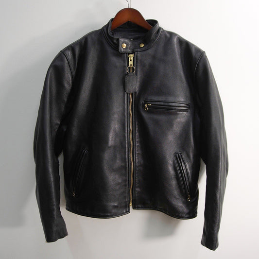VANSON MODEL B Grained Leather Rider Jacket Size 46