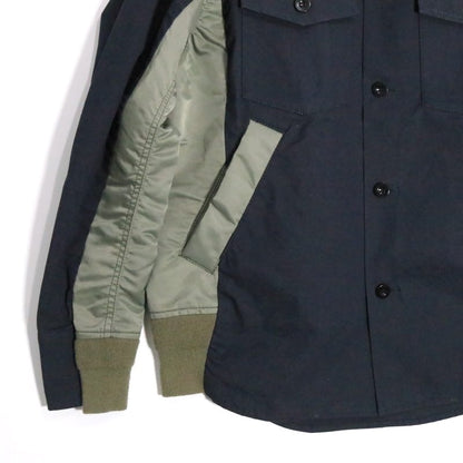 sacai Hybrid Cotton Oxford Nylon Twill Shirt Navy Size 2