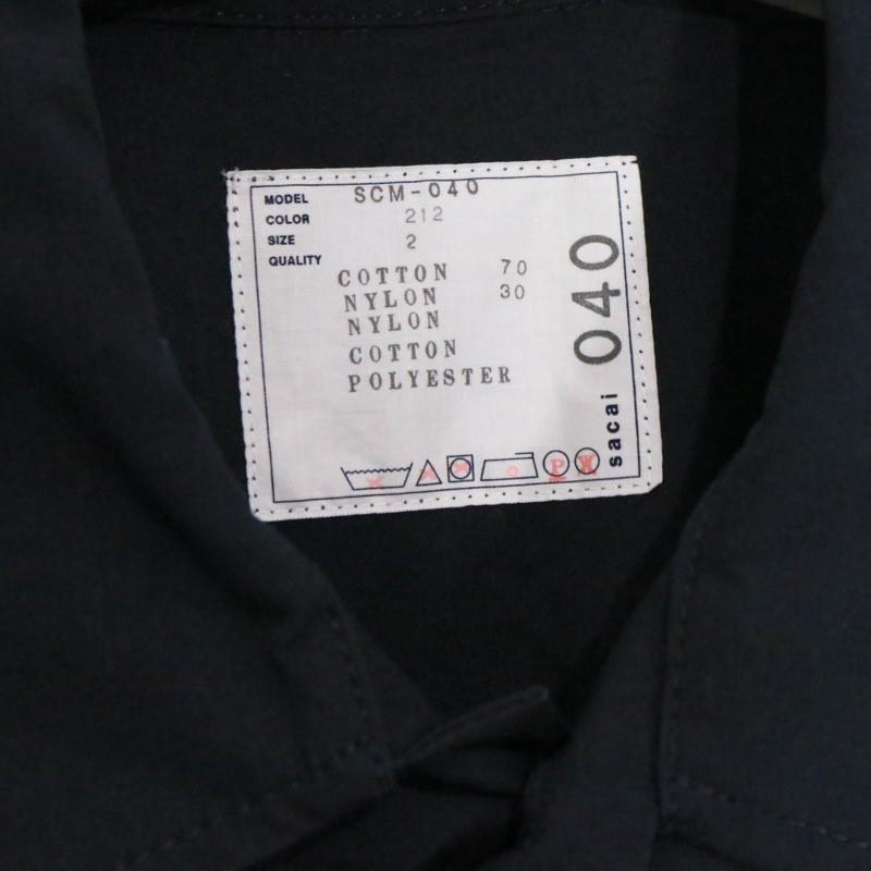 sacai Hybrid Cotton Oxford Nylon Twill Shirt Navy Size 2