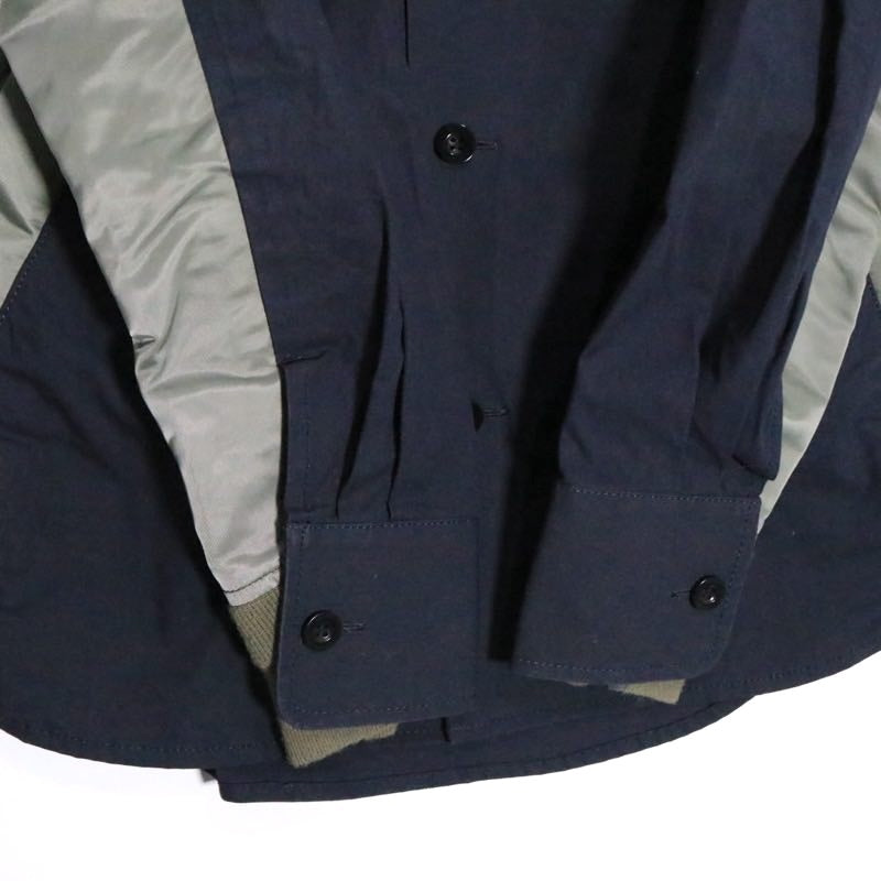 sacai Hybrid Cotton Oxford Nylon Twill Shirt Navy Size 2