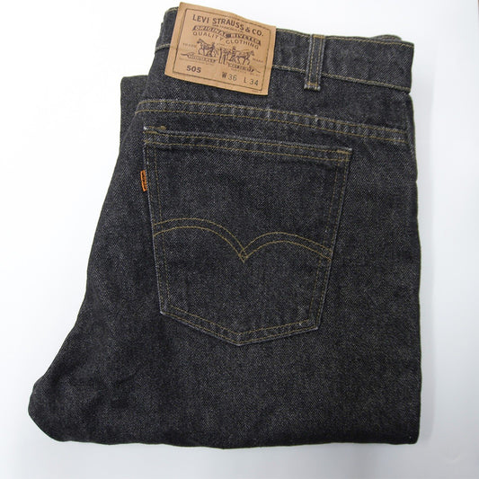 wxl x LEVI'S 80s 505 Overdyed Black Denim Jeans in USA Size 36×34