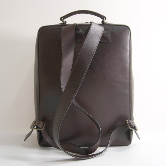 MOTHERHOUSE Antique Square Leather Backpack Dark Brown Bag