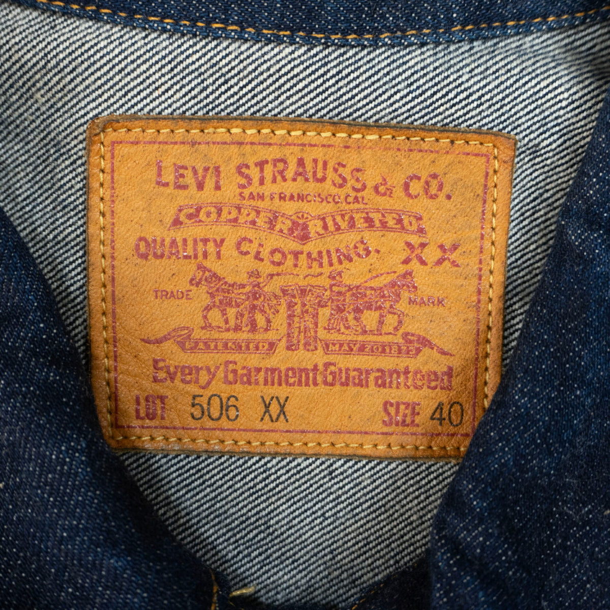 LEVI'S 506XX Big E Type 1 Denim Jacket Size 40