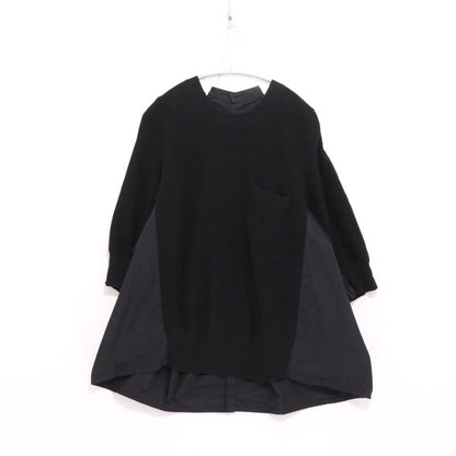 sacai 17AW Back Pleated Hybrid Knit Pullover Black Size 3