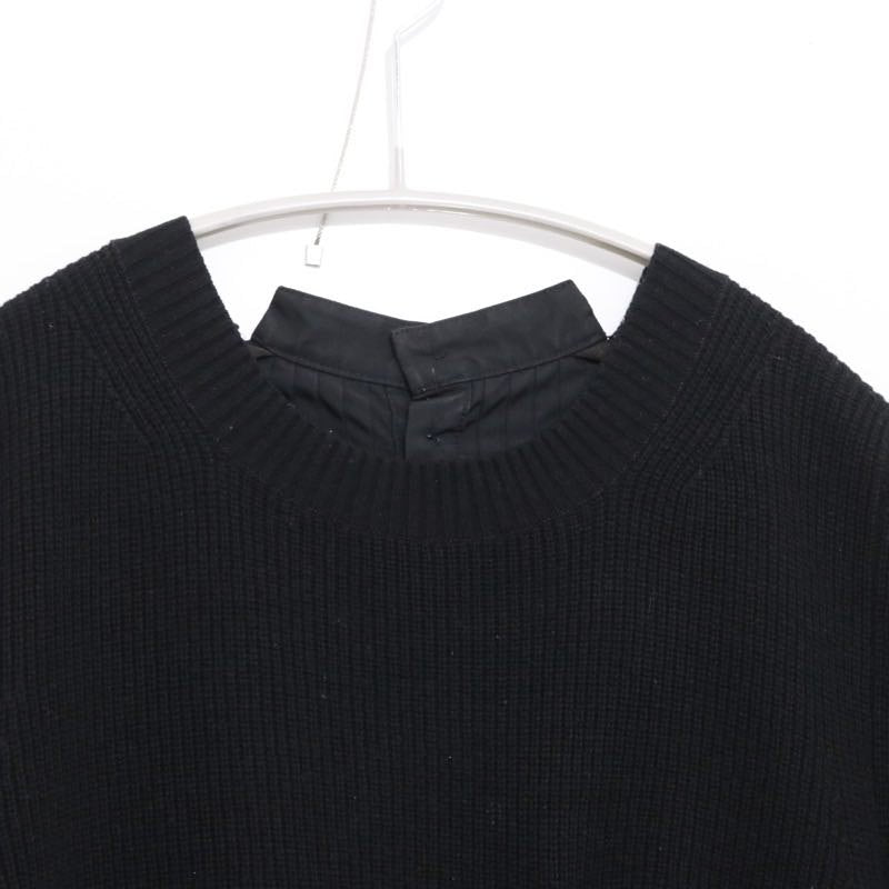 sacai 17AW Back Pleated Hybrid Knit Pullover Black Size 3