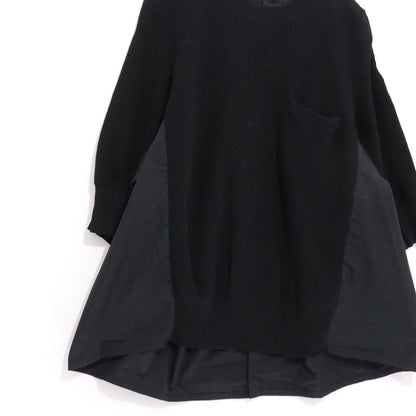 sacai 17AW Back Pleated Hybrid Knit Pullover Black Size 3