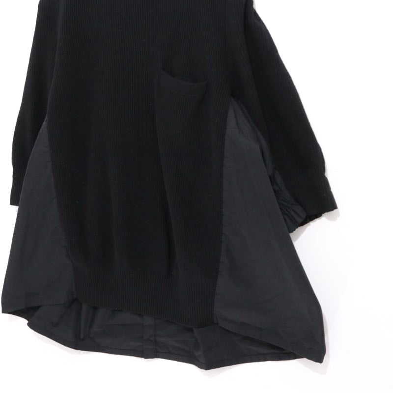 sacai 17AW Back Pleated Hybrid Knit Pullover Black Size 3