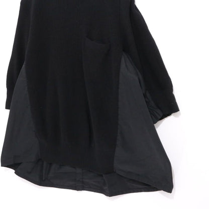 sacai 17AW Back Pleated Hybrid Knit Pullover Black Size 3