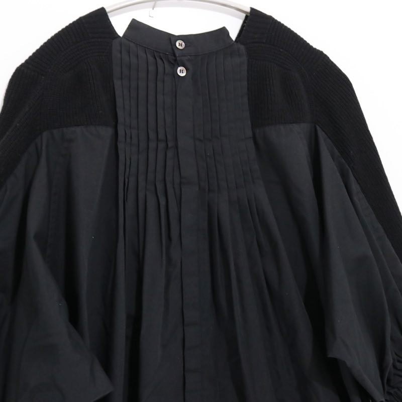 sacai 17AW Back Pleated Hybrid Knit Pullover Black Size 3