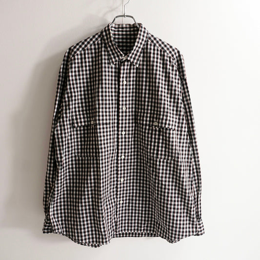 PORTER CLASSIC Roll Up Gingham Check Shirt Size L