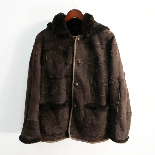 HAI SPORTING GEAR Hooded Mouton Boa Leather Jacket Size M