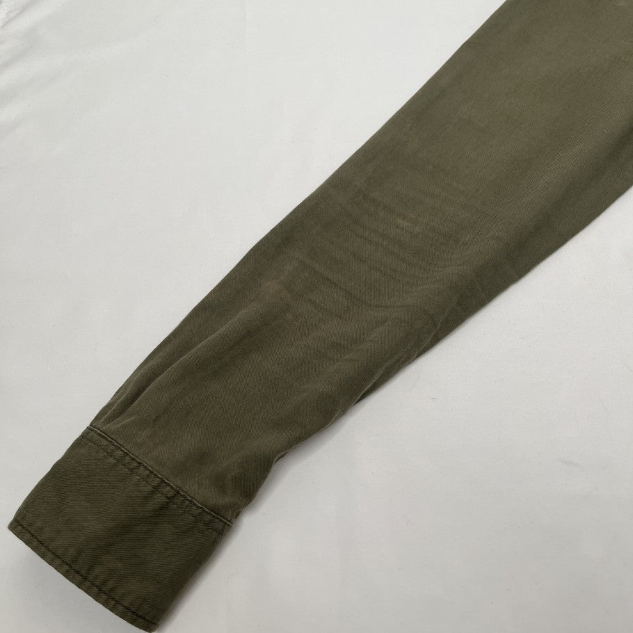 SAINT LAURENT Military Long Sleeve Cotton Shirt Khaki