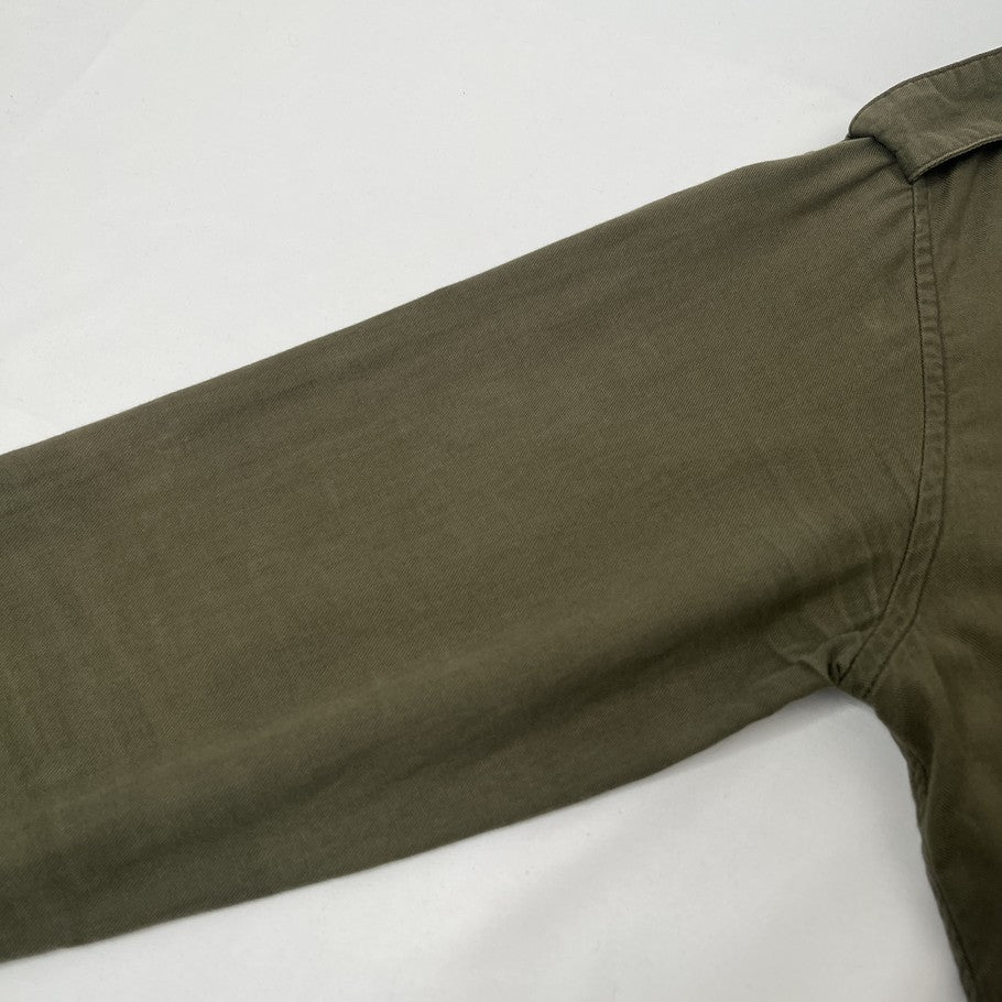 SAINT LAURENT Military Long Sleeve Cotton Shirt Khaki