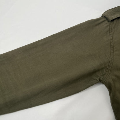SAINT LAURENT Military Long Sleeve Cotton Shirt Khaki